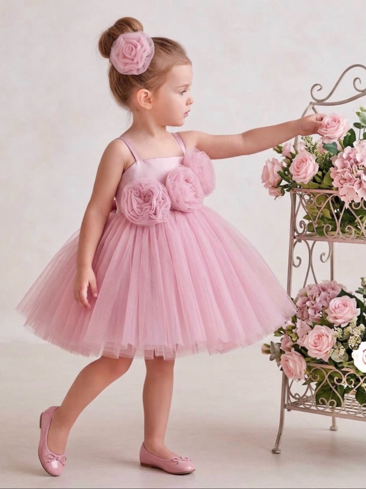 Mesh Rosette Sleeveless Short Dresses - image 4