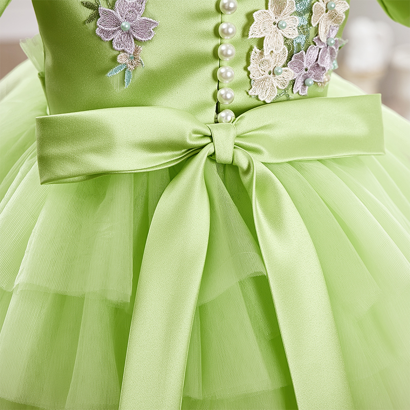 Mesh Rosette Folds Short Sleeves Mid-long Dresses - image 10
