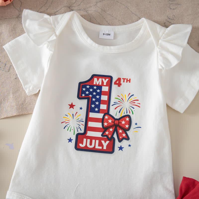 Cotton-blend Bow Short Sleeve Shorts Bodysuit With Shorts Headband And Socks - image 3