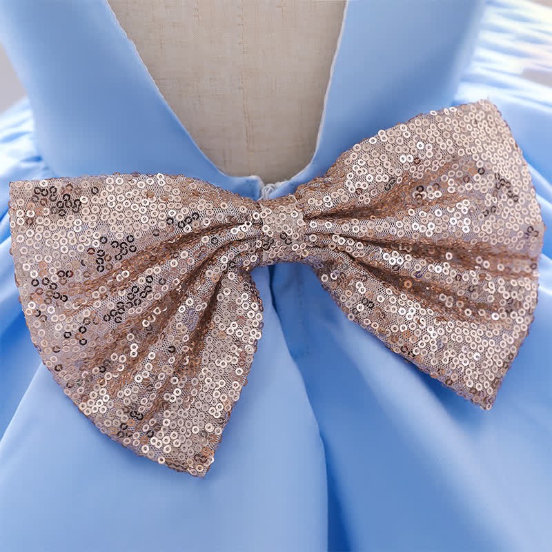 Satin & Mesh Bow Sleeveless Maxi Dresses - image 9