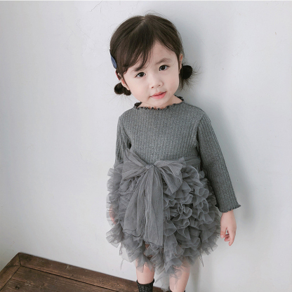 Mesh Folds Long sleeve Regular Dresses - image 32