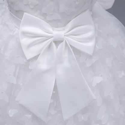 Mesh Bow Rosette Short Sleeve Mid-long Dresses - image 27