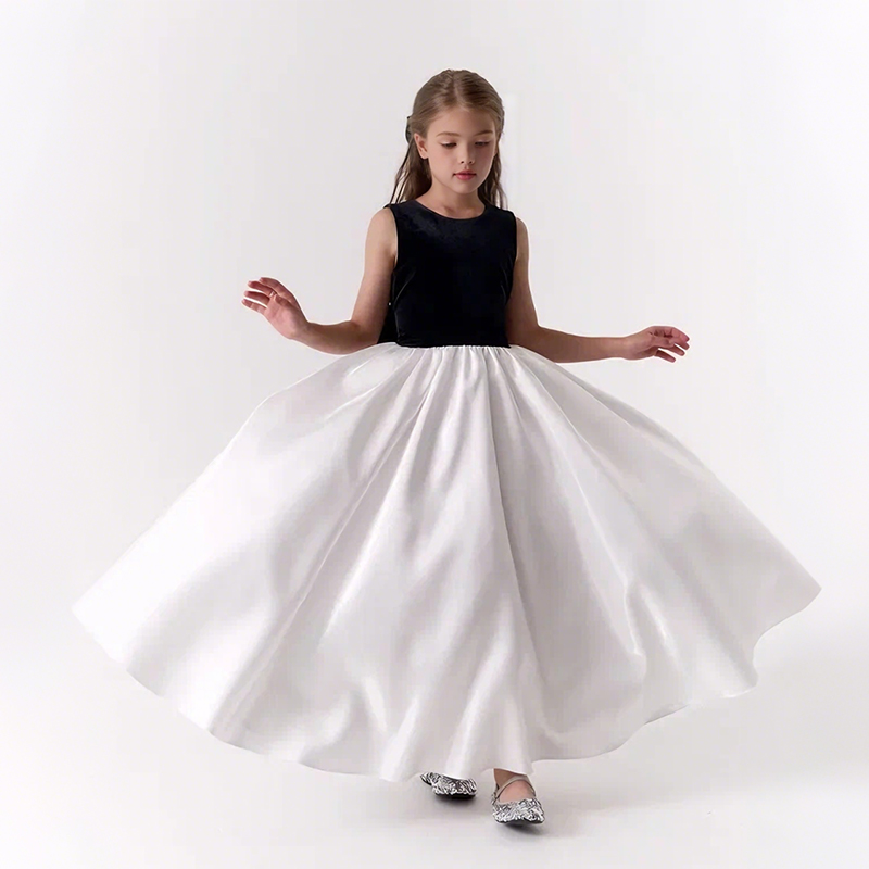 Satin Bow Sleeveless Maxi Dresses - White - 12-13Y - image 1