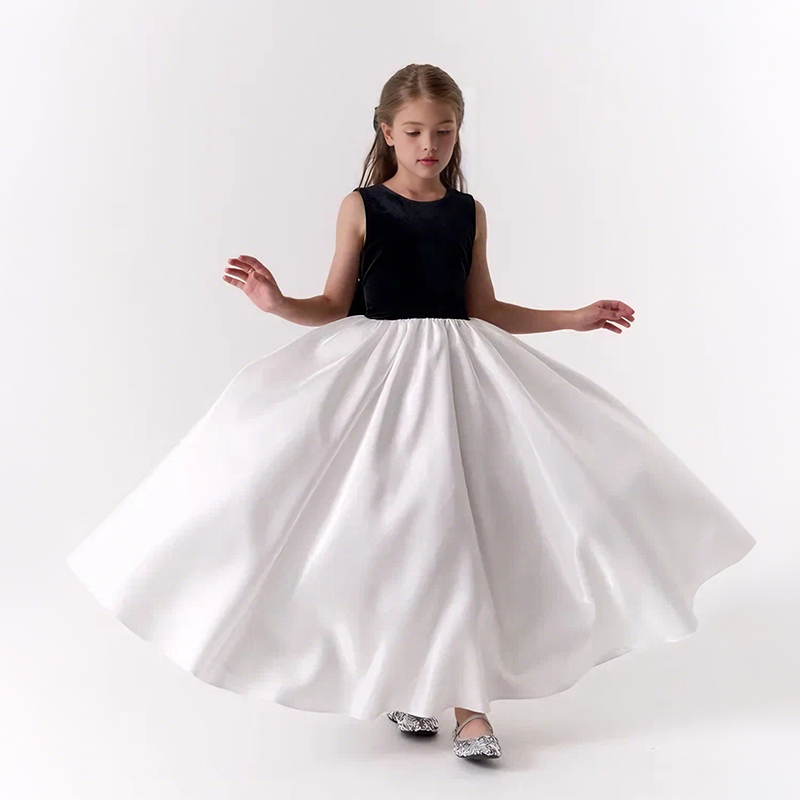 Satin Bow Sleeveless Maxi Dresses - White - 12-13Y - image 1