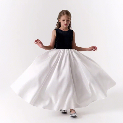 Satin Bow Sleeveless Maxi Dresses - White - 12-13Y - image 1