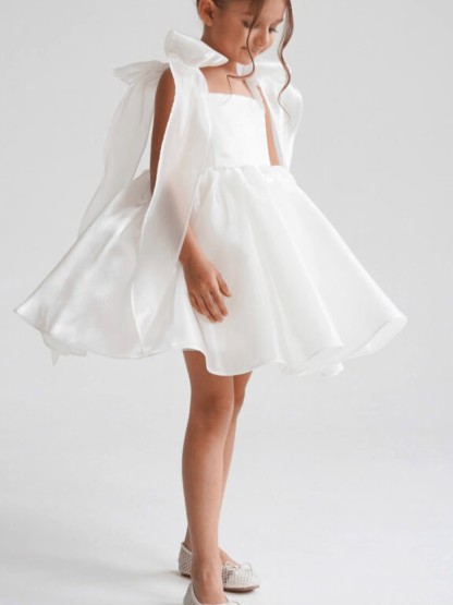 Satin Bow Sleeveless Short Dresses - image 3