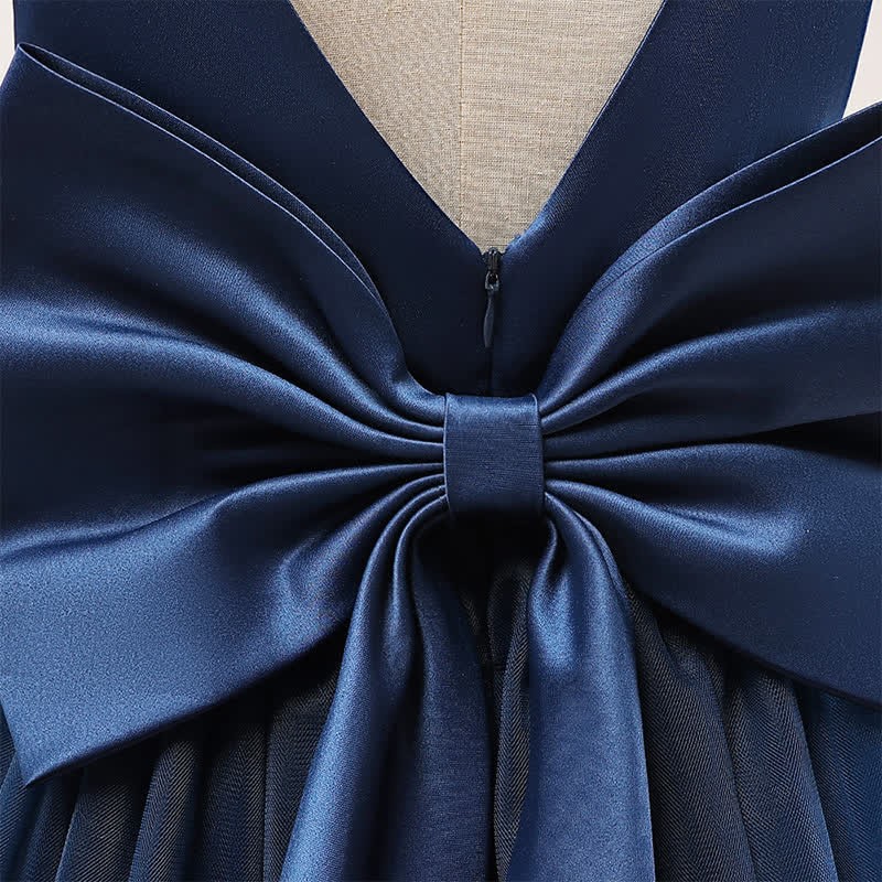 Satin & Mesh Bow Sleeveless Maxi Dresses - image 49