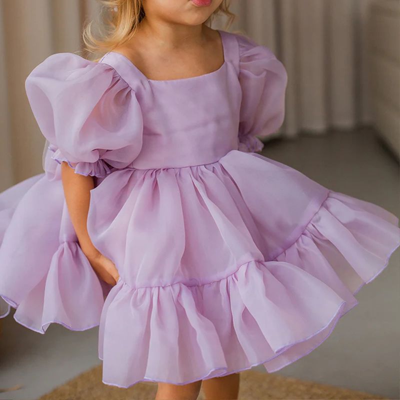 Organza Bow Flouncing Short Sleeve Midi Dresses - image 5