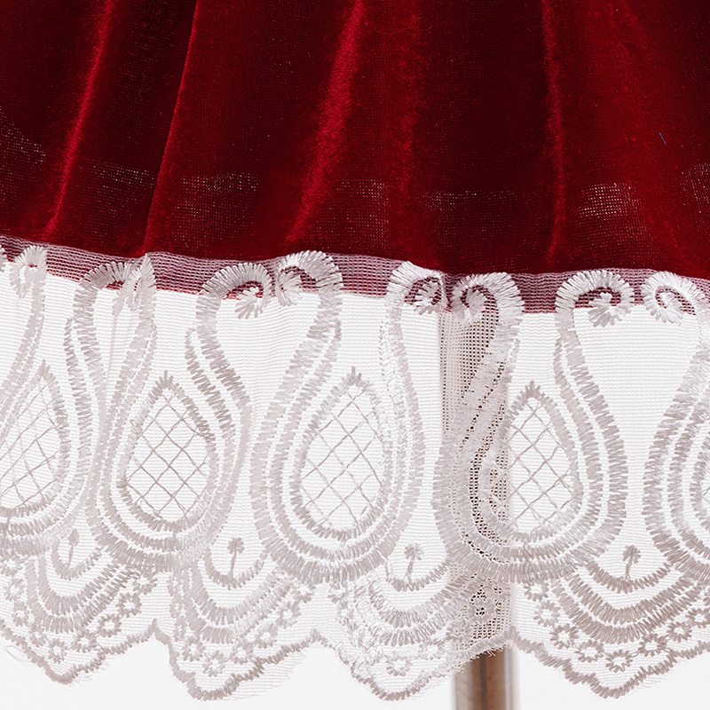 Velvet Bow Folds Short Sleeve Mid-long Dresses - image 11