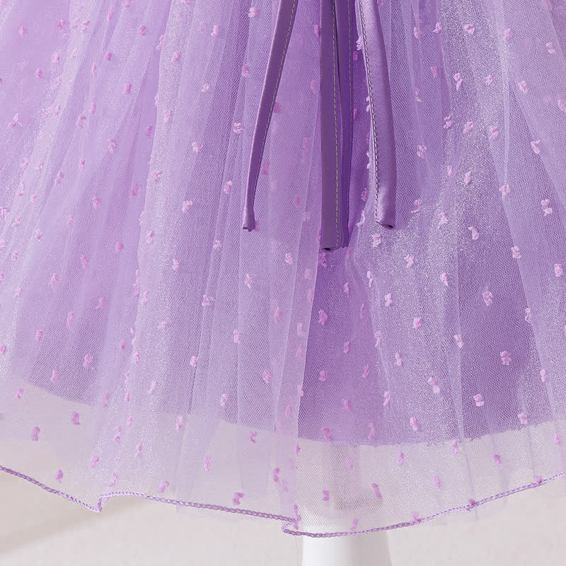 Jacquard Mesh Rosette Cap Sleeveless Short Dresses - image 6