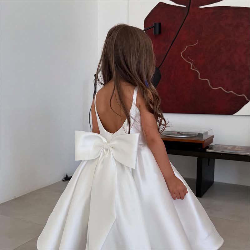 Satin Bow Sleeveless Mid-long Dresses - image 3