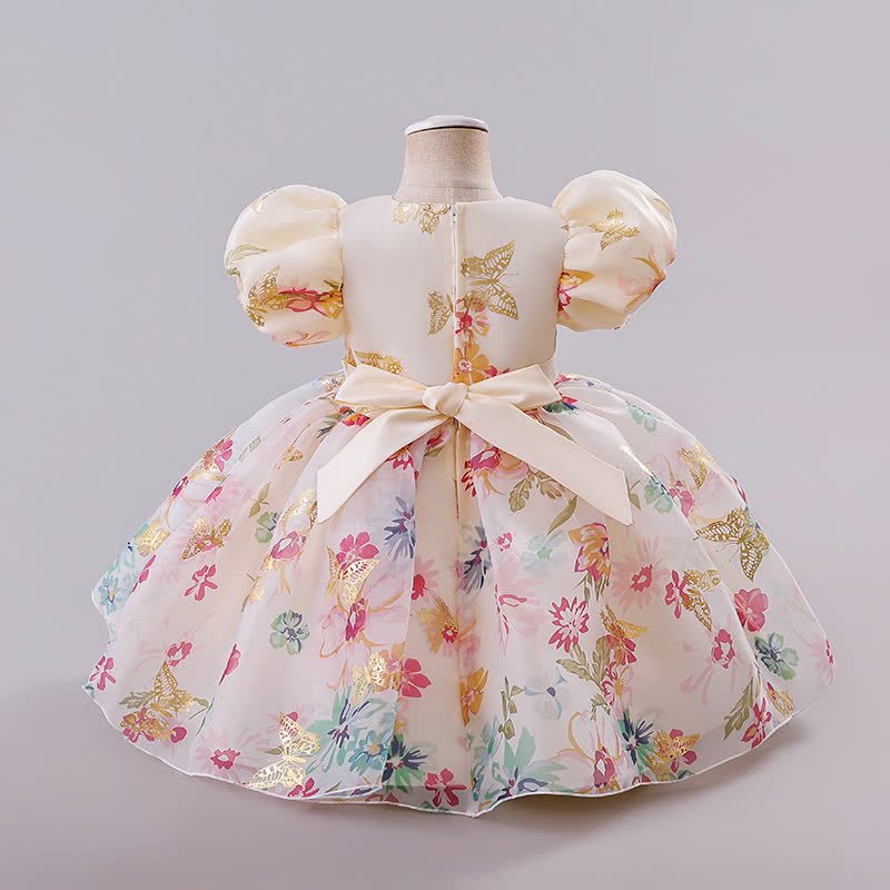 Organza Bow Short Sleeve Non-Positioned Midi Floral Dresses - image 3