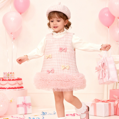 Woolen Fleece Embellished Sleeveless Regular Dresses&two-piece Set - image 9