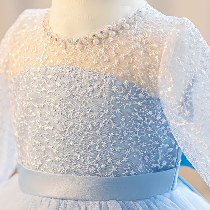 Embroidery Mesh Piping Long Sleeve Midi Dresses - image 22