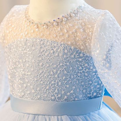 Embroidery Mesh Piping Long Sleeve Midi Dresses - image 22