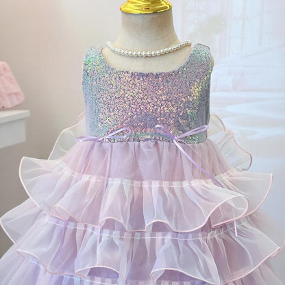 Glitter Folds Bow Sleeveless Regular Dresses - image 8