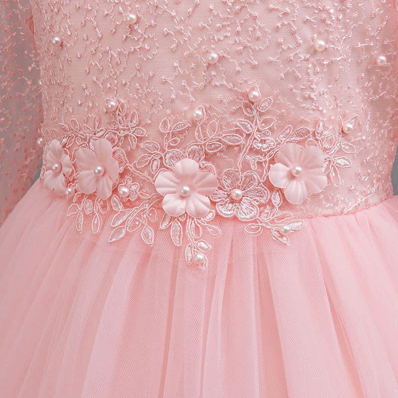 Mesh Lace Rosette Long Sleeve Maxi Dresses - image 18