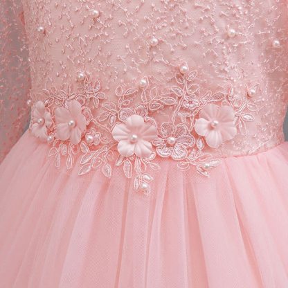 Mesh Lace Rosette Long Sleeve Maxi Dresses - image 18