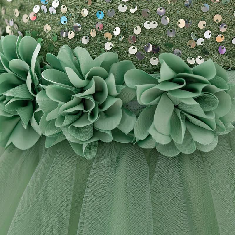 Sequins & Mesh Bow Sequins Short Sleeve Mid-long Dresses - image 47