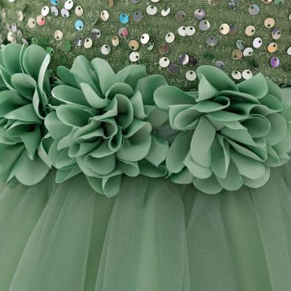 Sequins & Mesh Bow Sequins Short Sleeve Mid-long Dresses - image 47