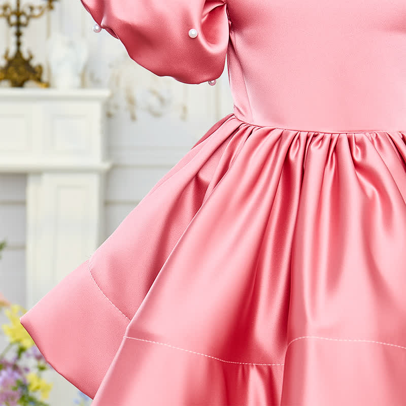 Satin Bow Short Sleeve Midi Dresses - image 5