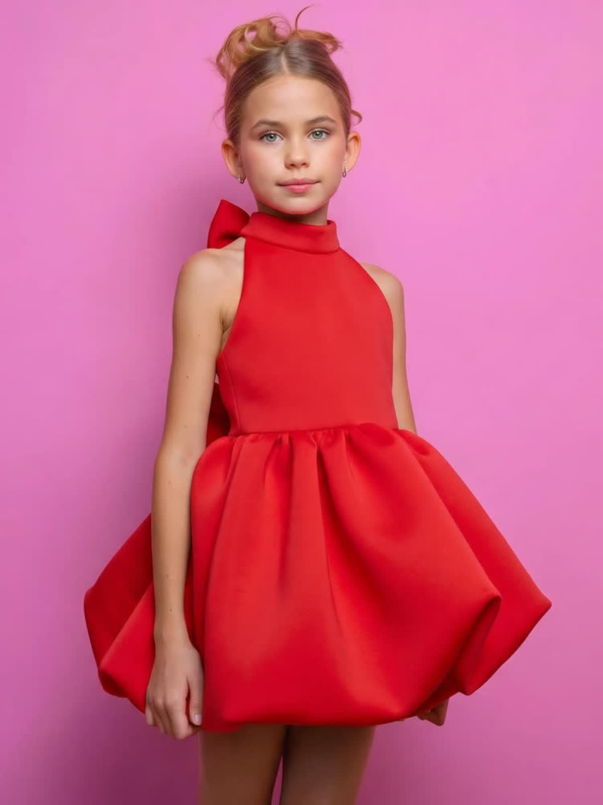 SCUBA KNIT Bow Short Sleeve Short Dresses - image 15