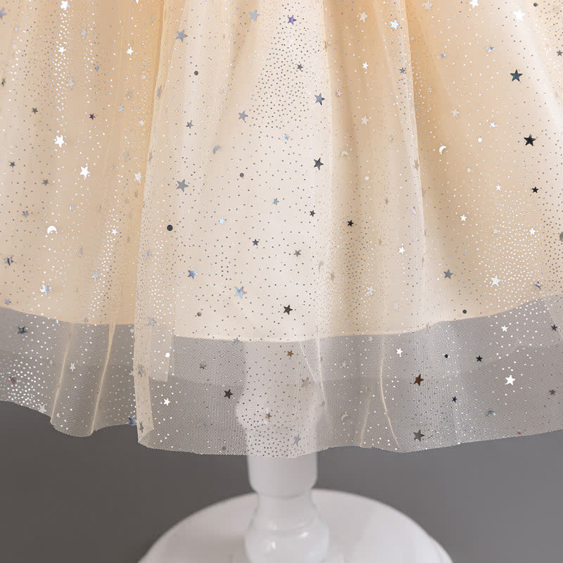 Polyester Cotton Bow Glitter Sleeveless Mid-long Dresses - image 23