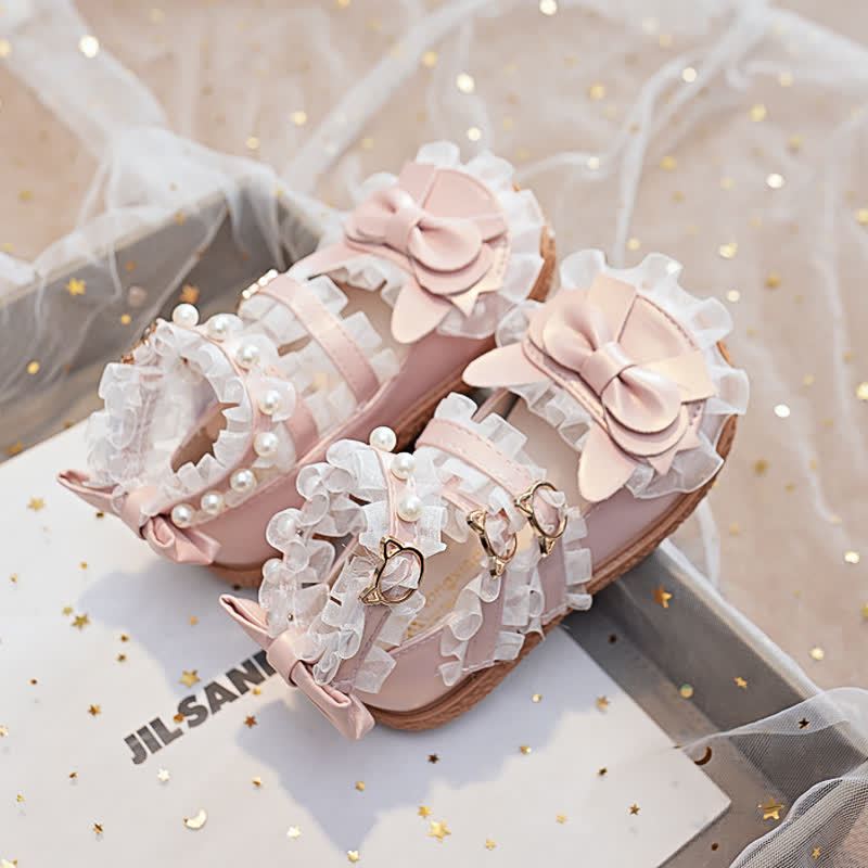 Solid Bow Pearl Open Toe Sandals - image 5