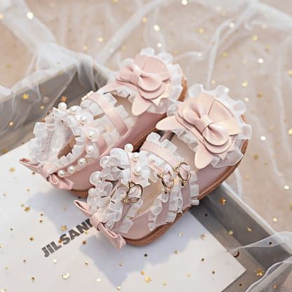 Solid Bow Pearl Open Toe Sandals - image 5