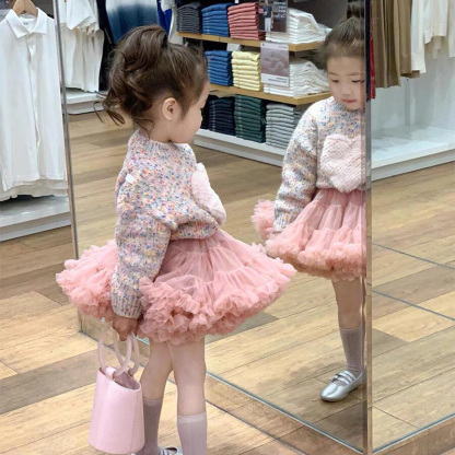 Yarn/wool Yarn Rosette Long Sleeve Regular Tops - image 11