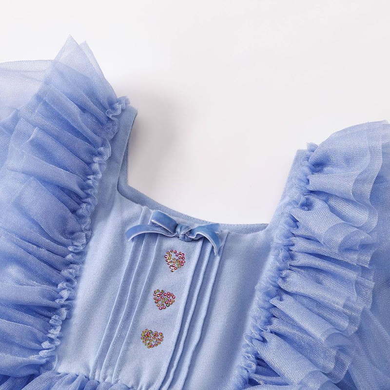 [Archive Sale] Mesh Folds Bow Long Sleeve Regular Dresses - image 4