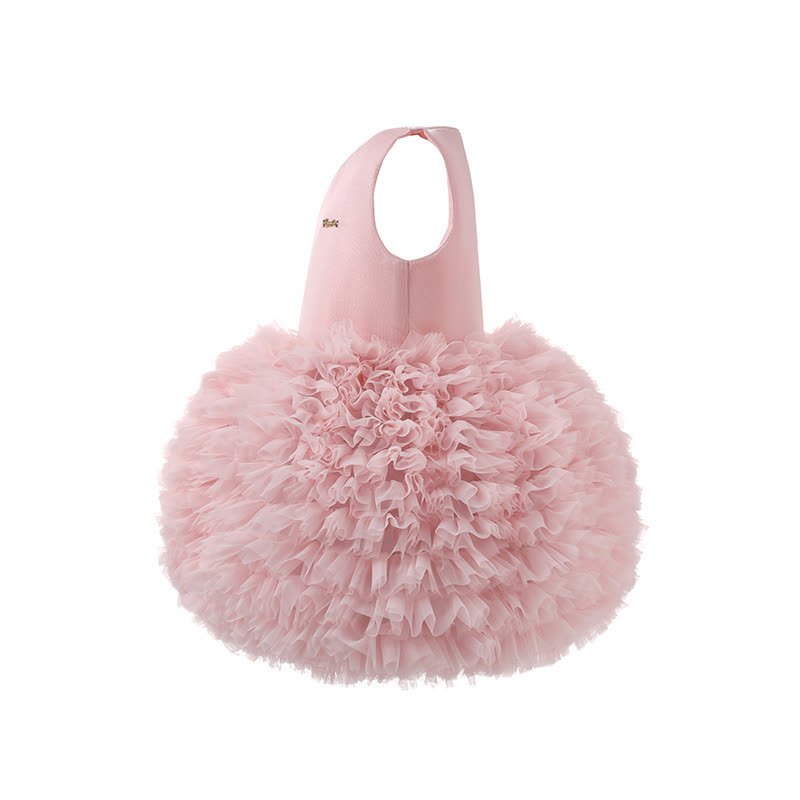 Twill & Mesh  Sleeveless Mid-long Dresses - image 4