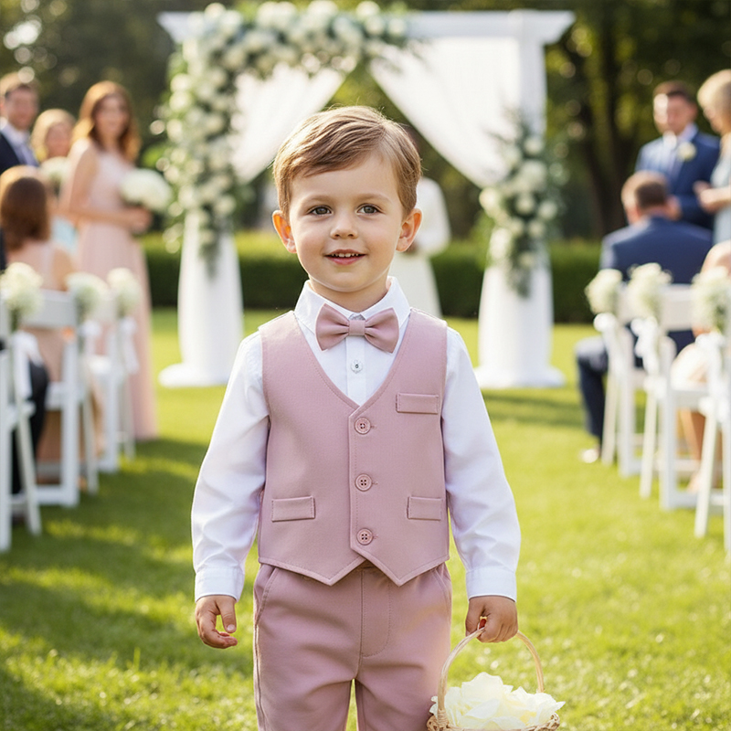 Cotton Bow Overalls Long Sleeve Regular 3-piece Formal Suit - image 4