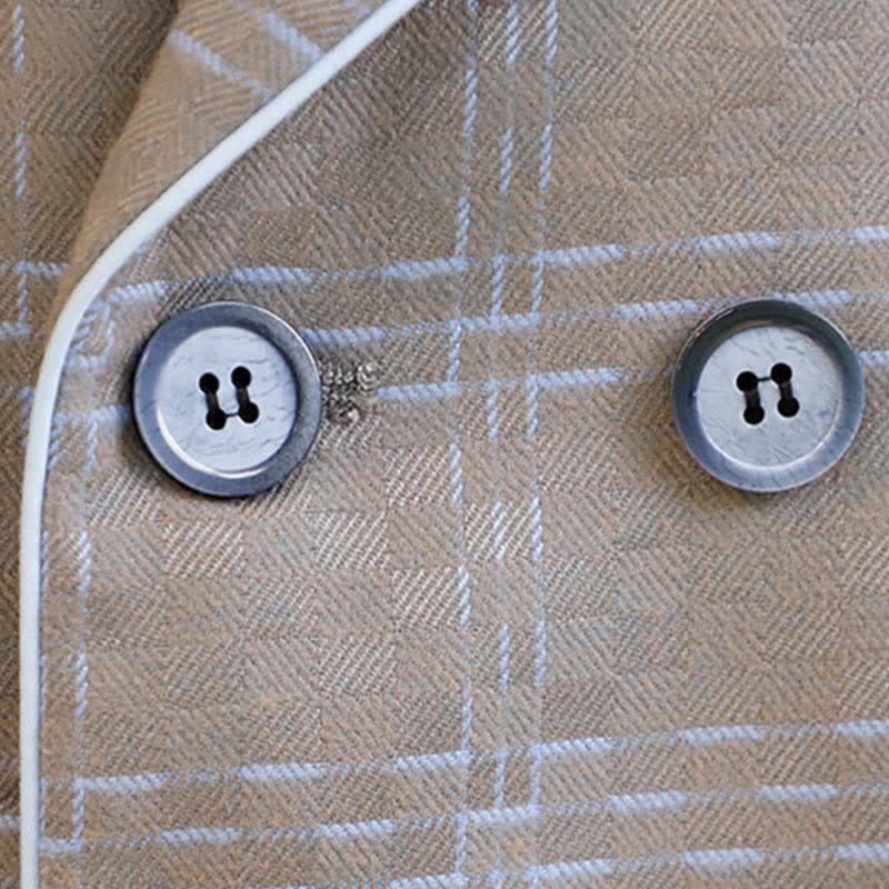 Chemical Fiber Blend Panel Button Pocket Stitching Long Sleeve Regular 5-piece Formal Suit - image 6