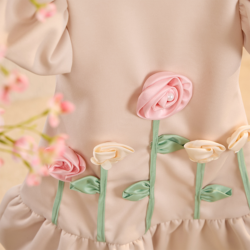 Air Layer Three-dimensional Decoration Short Sleeves Midi Dresses - image 3