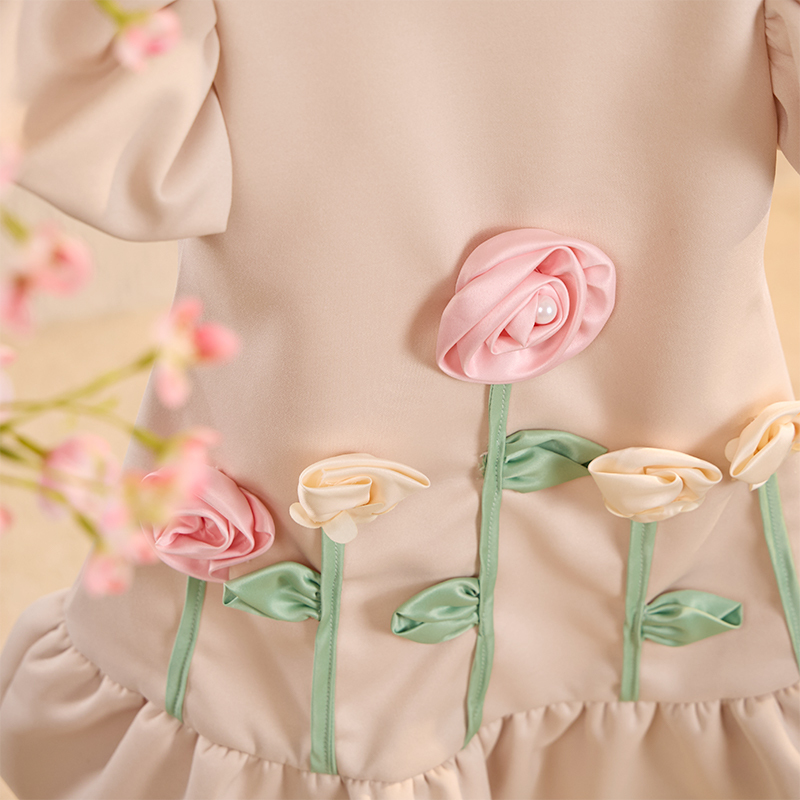 Air Layer Three-dimensional Decoration Short Sleeves Midi Dresses - image 3