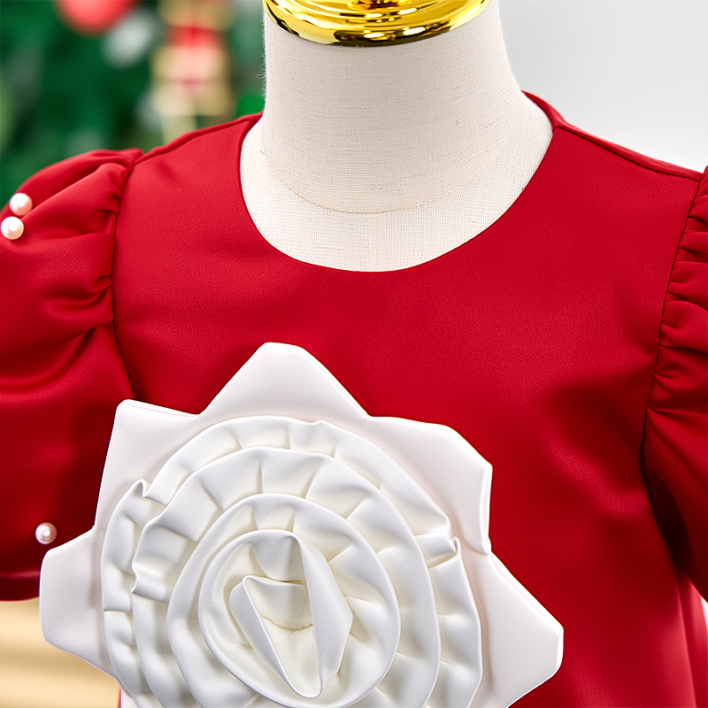 Satin Rosette Short Sleeve Midi Dresses - image 6