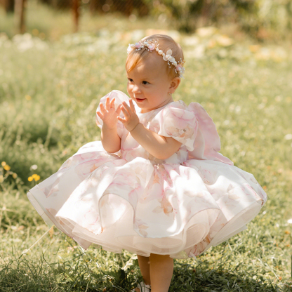 Organza Bow Printing Short Sleeve Midi Dresses - image 7