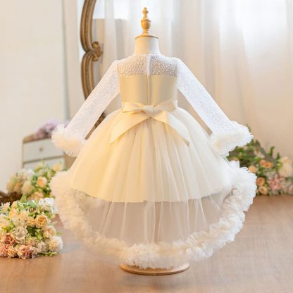 Embroidery Mesh Piping Long Sleeve Midi Dresses - image 3