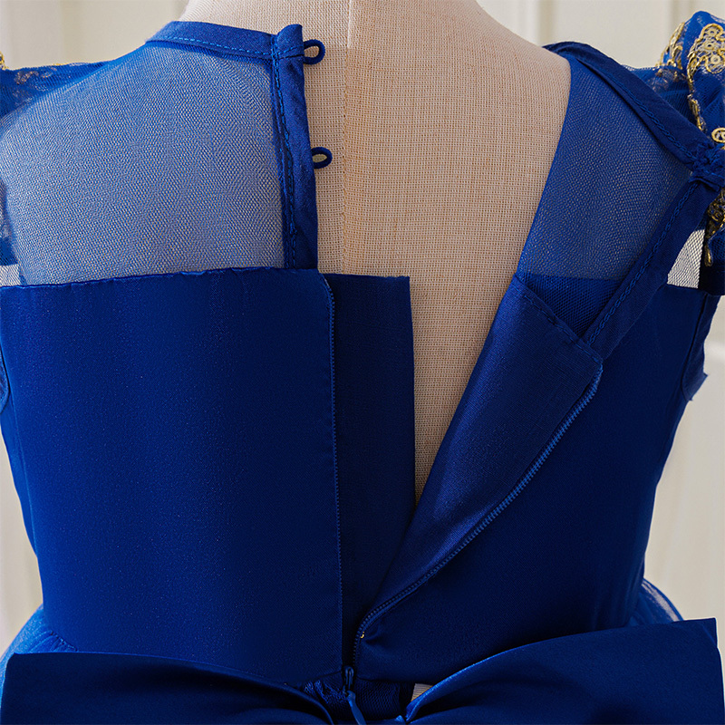 Mesh Lace Bow Lace Short Sleeve Mid-long Dresses - image 16