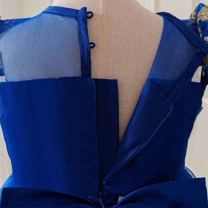 Mesh Lace Bow Lace Short Sleeve Mid-long Dresses - image 16