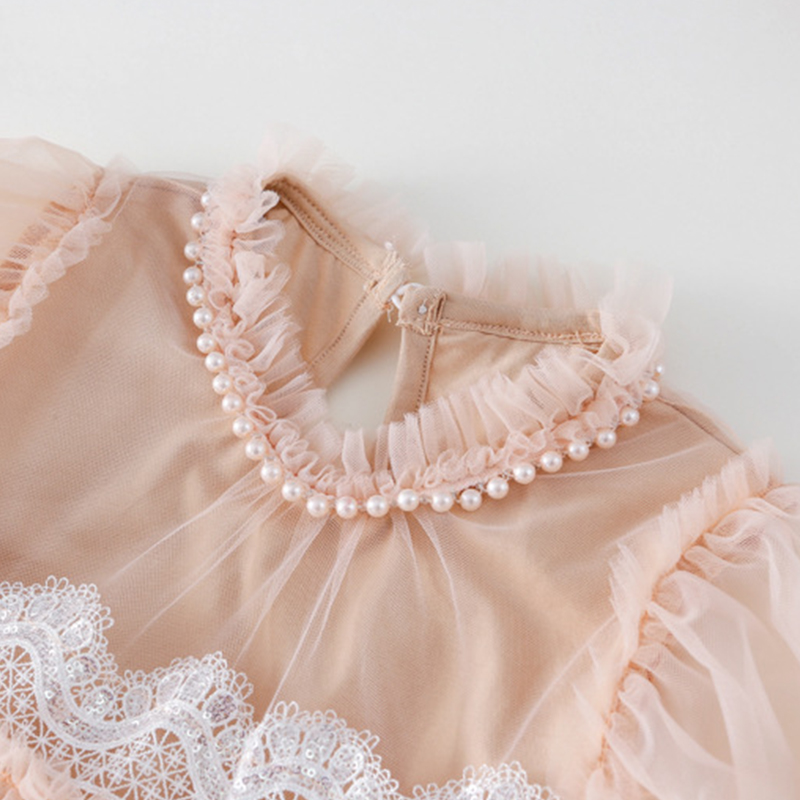 [Archive Sale] Mesh Folds Lace Long Sleeve Mid-long Dresses - image 25