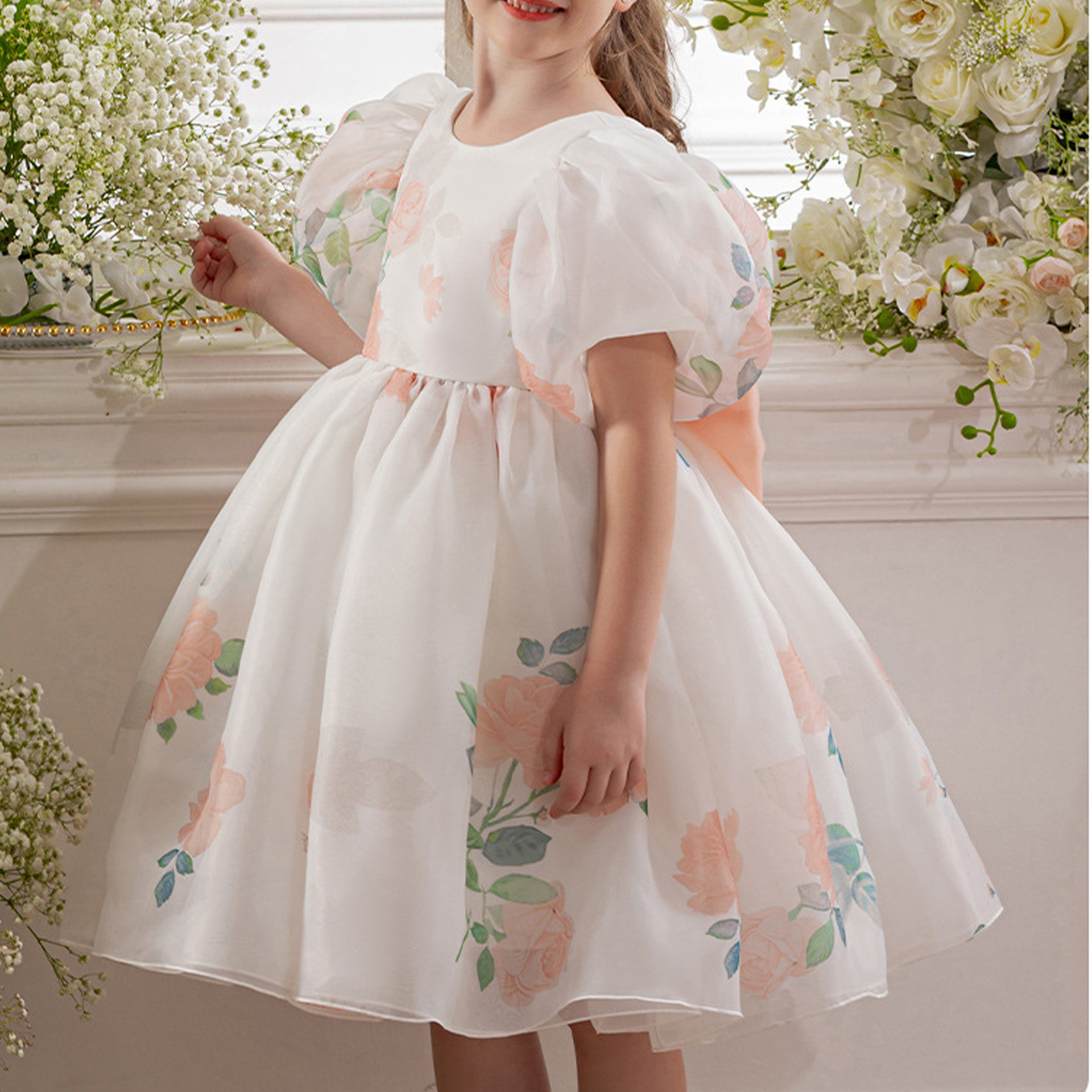 Organza Bow Short Sleeve Midi Dresses - image 12