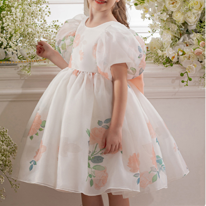 Organza Bow Short Sleeve Midi Dresses - image 12