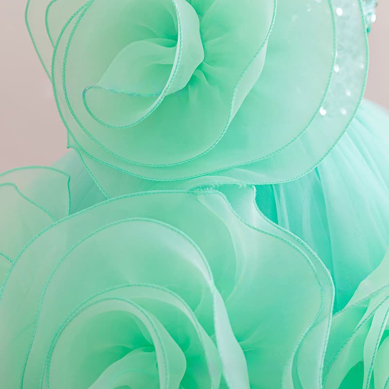 Mesh Rosette Sequins Sleeveless Mid-long Dresses - image 22