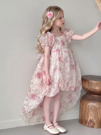 Chemical Fiber Blend Bow Short Sleeve Midi Dresses - image 5