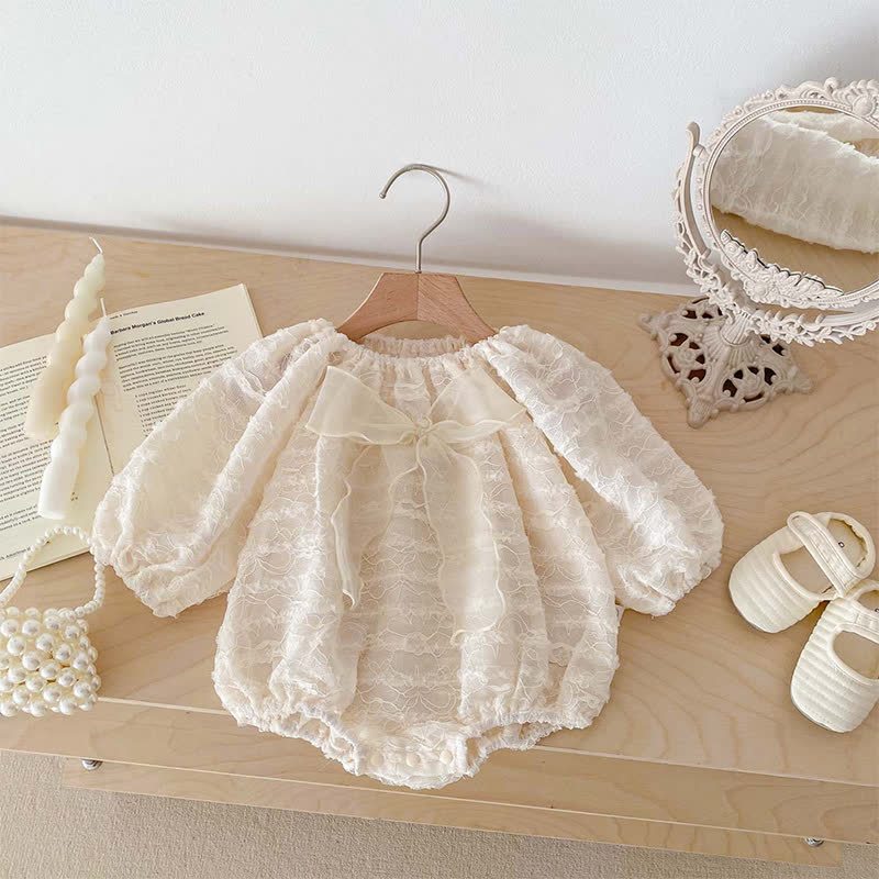 [Archive Sale] Lace Bow Long Sleeve Crop Bodysuit - image 4