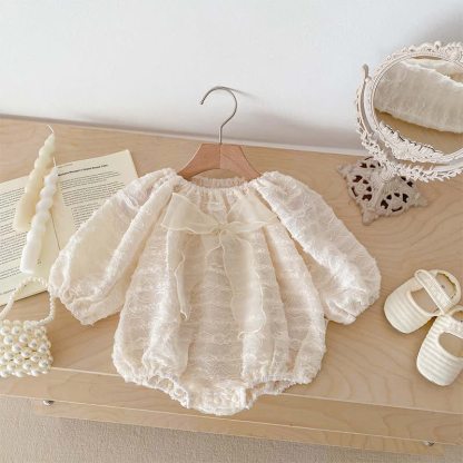 [Archive Sale] Lace Bow Long Sleeve Crop Bodysuit - image 4