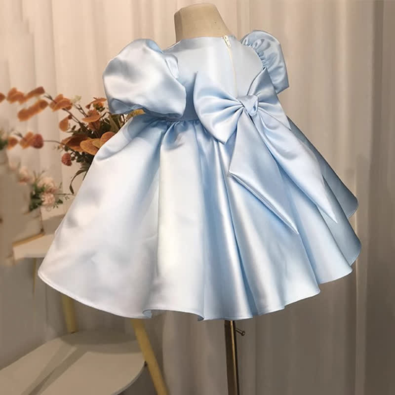 Satin Pearl Short Sleeve Mid-long Dresses - image 4