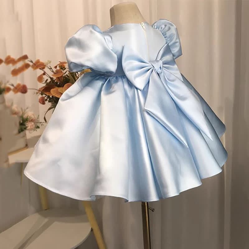 Satin Pearl Short Sleeve Mid-long Dresses - image 4